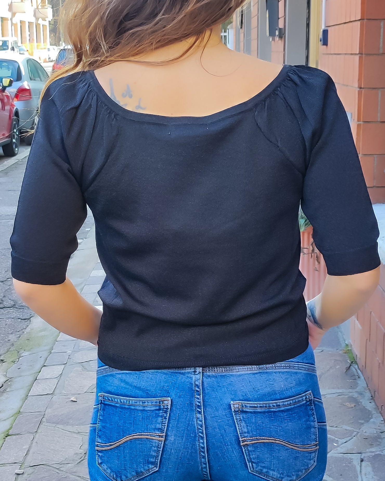 Maglia maniche corte scollo quadrato