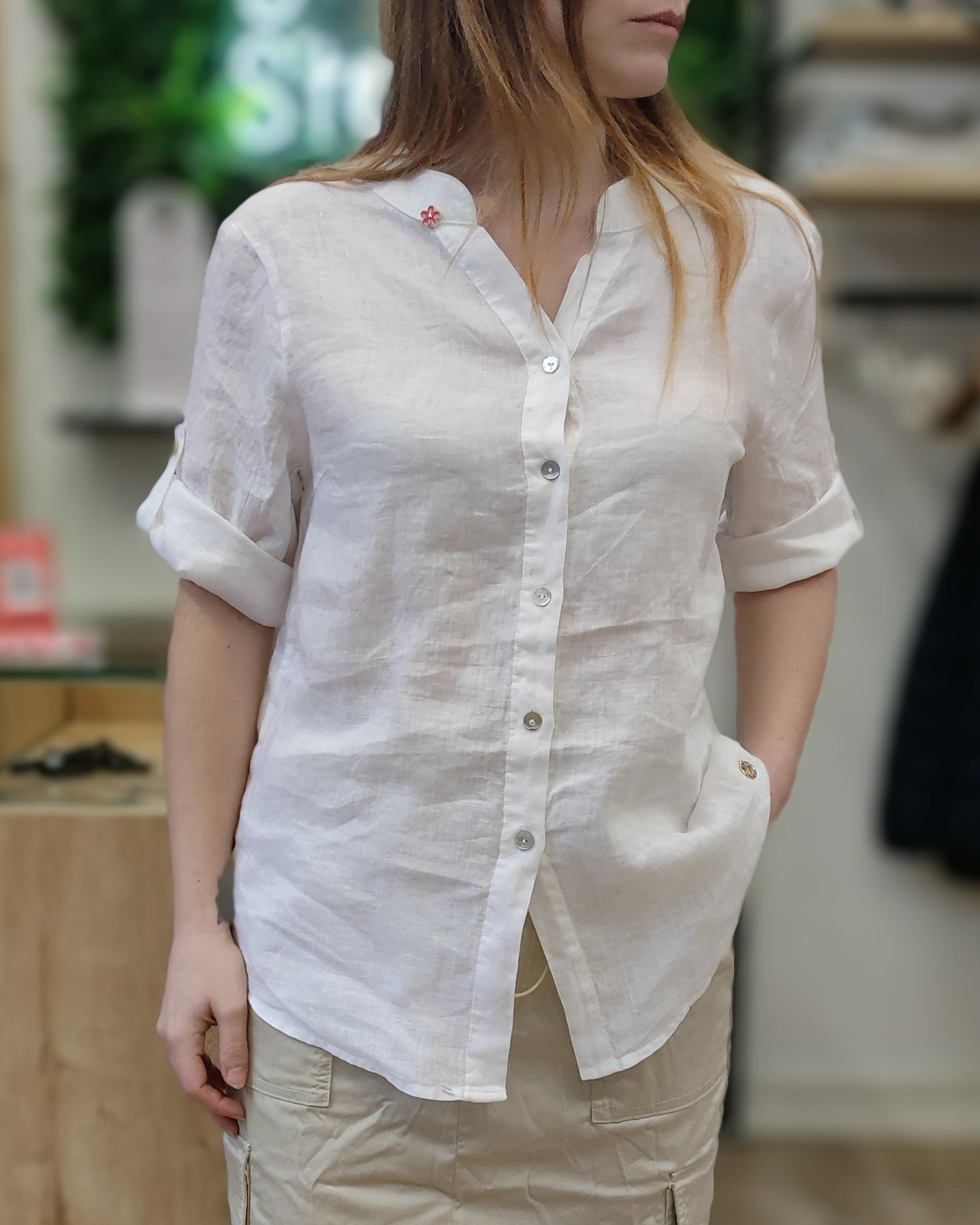 Camicia maniche corte lino