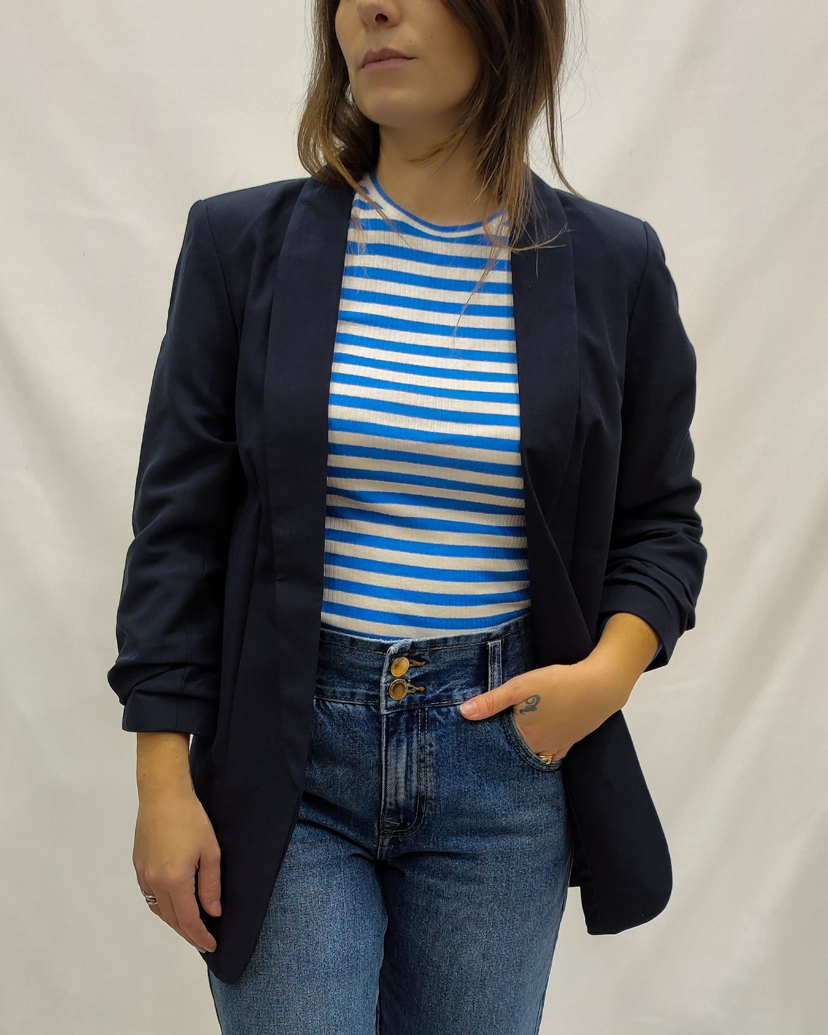 PIECES Blazer lungo con maniche drappeggiate